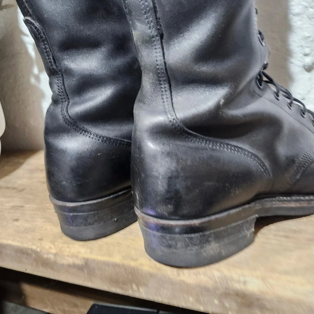 Vintage Carolina Linesman Pole Climber Work Boot Black Leather 16 Inch Men Sz 12